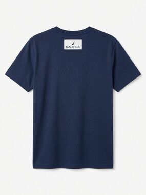 Nautica Boys Navy Blue Heathered T-Shirt Size M 10/12 Like New Sail Logo